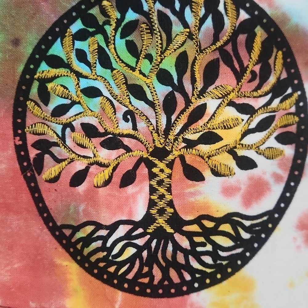Boho tye-dye Embroidered Tree Of Life Purse - Picture 2 of 4